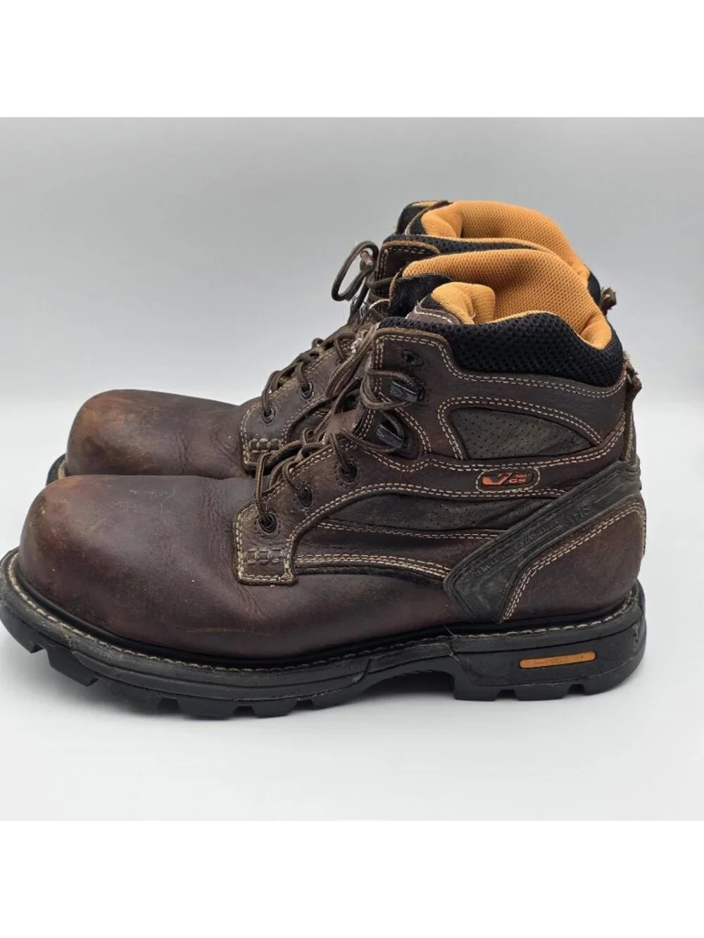 Thorogood VGS 300 GS Work Boots Mens 12 Brown Leather Safety Toe Slip Resistant